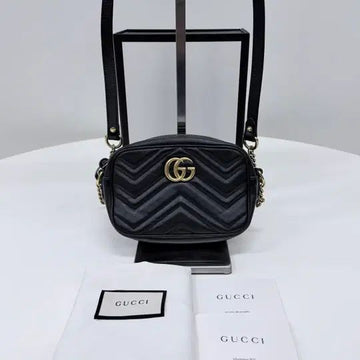 GUCCI [A+ランク/ミニ] GG マーモント マトラッセ クロスバッグ ブラック 154159440