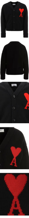 AMI Big Heart Logo Cardigan Black 43688131 [P]
