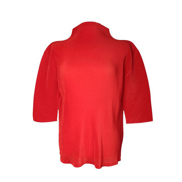 ISSEY MIYAKE Faltenbluse mit hohem Kragen in Rot Größe 3 154165901