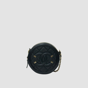 CHANEL コスメティック ラウンド ミニ キャビア クロスバッグ AP0365 29番 154212802
