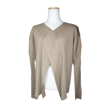 ISSEY MIYAKE Pleats Please Khaki Open-front Kimono Cardigan 4 154219153