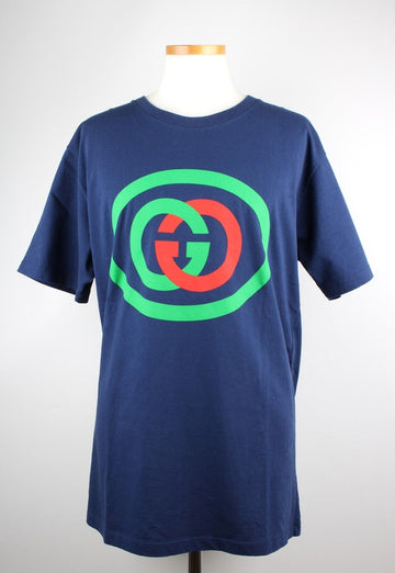 GUCCI インターロッキングGオーバーサイズ半袖TシャツネイビーS(95) 154220890