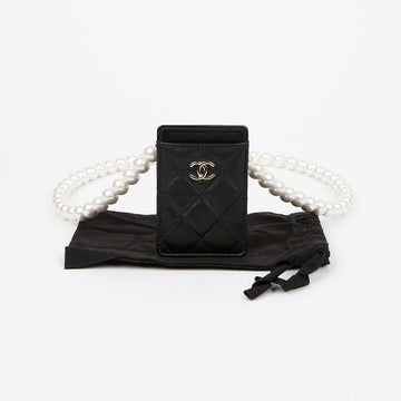 CHANEL CCロゴパールミニネックレスカード財布 154031396