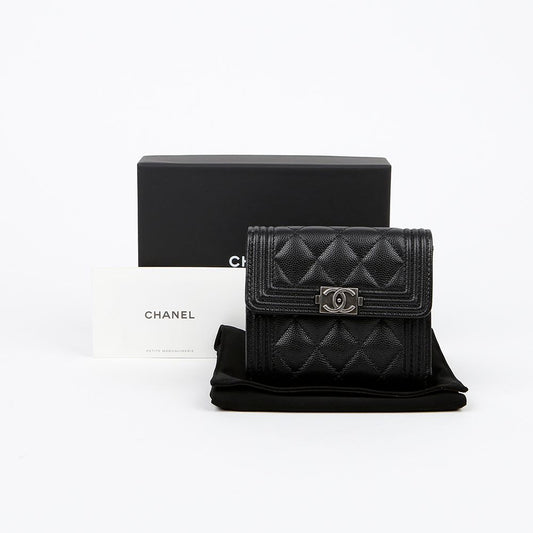 CHANEL Caviar Boy Flap Wallet A80734 154126070 [P]