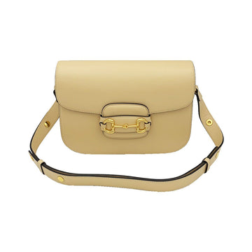 Gucci Light Beige Textured Leather Horsebit 1955 Small Shoulder Bag 154224319