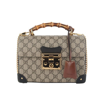 GUCCI 603221 スープリーム パドルロック バンブー トップハンドル スモール ショルダーバッグ 36884Y-1 154252925