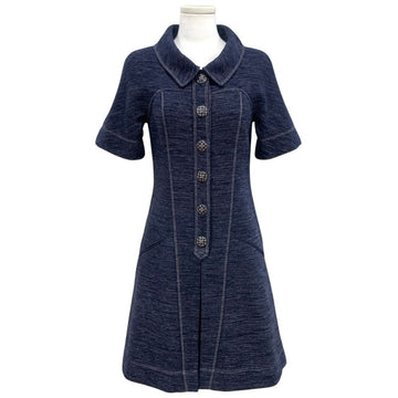 CHANEL Tweed CC Button Short Sleeve Midi Dress 154290403