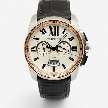 Cartier Calibre de 42mm Pink Gold Combo Chronograph Men’s Leather Watch W7100043 154316342