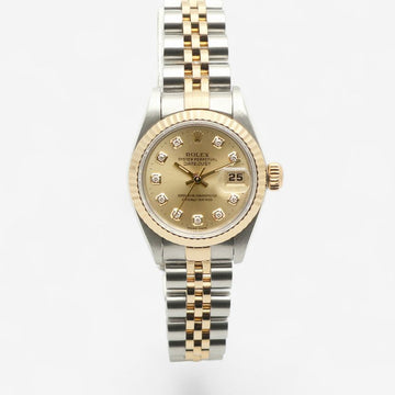 ROLEX デイトジャスト 26 アフター ダイヤ シャンパン ゴールドプレート レディース コンビ ウォッチ 2000年保証 154316410