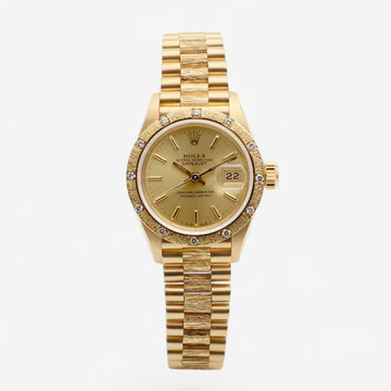 ROLEX Datejust 26 Bark Original Diamantlünette 18K Gold Damenuhr 1991 154316419