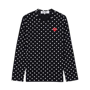 COMME DES GARCONS T166 051 Schwarz Weiß FW25 Unisex Herz Patches Punkt T-Shirt 154317346