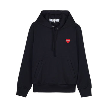 COMME DES GARCONS T174 051 BLACK FW25 Unisex Red Heart Patch Hoodie 154317355