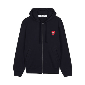 Comme Des Garcons Double Heart Patch Hoodie Zipper 154317359
