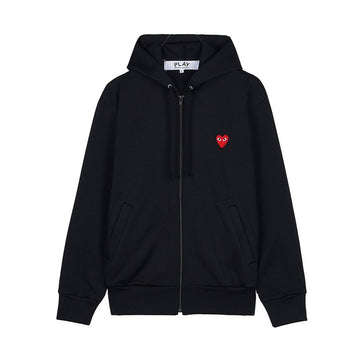 Comme Des Garcons Red Heart Patch Hoodie Zip-Up 154317364