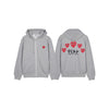 COMME DES GARCONS T250 051 グレー FW25 ユニセックス マルチ ハート プリント ジップアップ 154317366 [P]