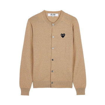 COMME DES GARCONS N023 051 BEIGE FW25 Unisex Black Heart Patch Cardigan 154317386