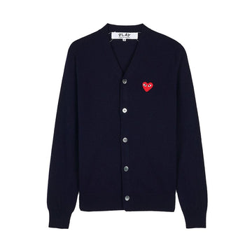 COMME DES GARCONS N008 051 NAVY FW25 共用レッドハートワッペンカーディガン 154317397