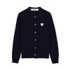 Comme Des Garcons N061 051 NAVY FW25 White Heart Patch Cardigan 154317401 [P]