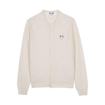 COMME DES GARCONS N065 051 NATURAL FW25 Unisex Cardigan mit White Heart Patch 154317405