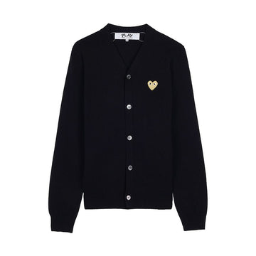 Comme Des Garcons Gold Heart Patch Cardigan 154317409