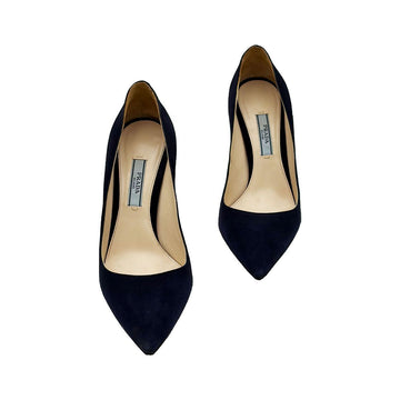 PRADA ミッドナイトネイビースエードスティレットパンプス 35.5 154320302