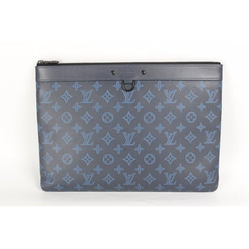 Louis Vuitton Monogram Pochette Shadow Clutch Blue 154385610