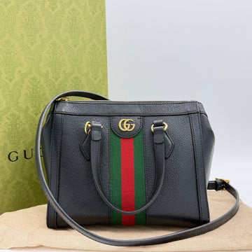 Gucci Ophidia GG Top Handle Tote Shoulder Bag Black 719882 154385738 [P]
