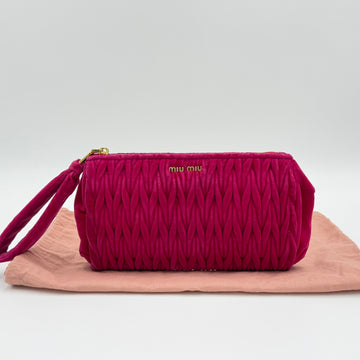 Miu Miu Matelassé Velvet Strap Pink Clutch Pouch 5NE455 154386782