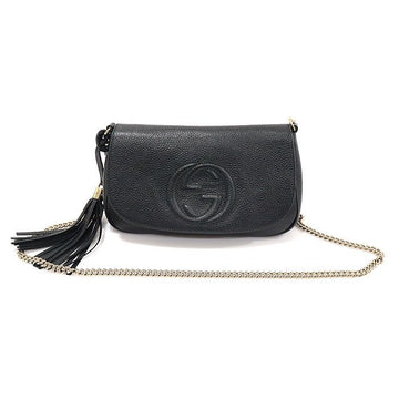 GUCCI 536224 schwarze Leder Soho Quast-Ketten Crossbody Tasche 154386827