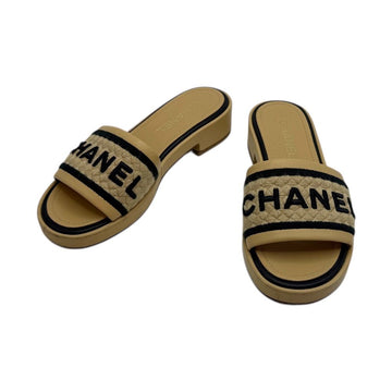CHANEL Lammleder Sandalen mit Sticklogo 37 1/2 154389021