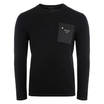 Prada Nylon Patch Wool Black Sweater stamp: UMB049 1W4X F0002 144253619
