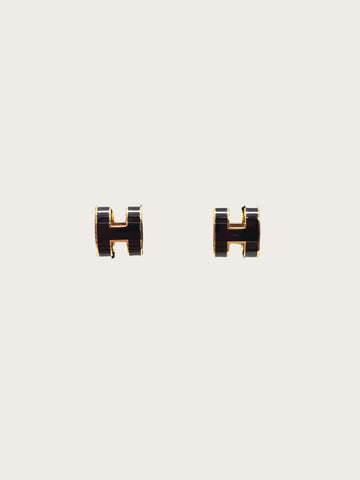 Hermes Black Gold Pop Ash Earrings 154391154