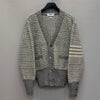 THOM BROWNE Klassischer Mohair-Tweed Cardigan mit diagonalen Streifen (100) 154399214 [P]