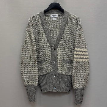 THOM BROWNE Klassischer Mohair-Tweed Cardigan mit diagonalen Streifen (100) 154399214