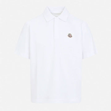 Moncler Men's Logo Patch Short Sleeve Polo Shirt White L10918A00024 89A16 00A 153486387