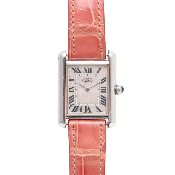CARTIER シルバー マスト ドゥ スモール クオーツ レザーバンド レディース ウォッチ 07561483 154430361