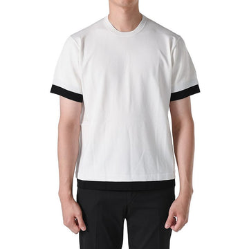 NEIL BARRETT Gesticktes Layered T-Shirt kurzärmelig Weiß BMA1153E S601 526 154430953