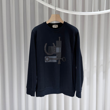 Hermes Leather Patch Sweatshirt Navy 154442402