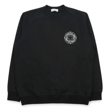 Stone Island Men's Compass Logo Printed Cotton Sweatshirt (Black) L1S15 6100001 S0283 V0029 153365424 [P]