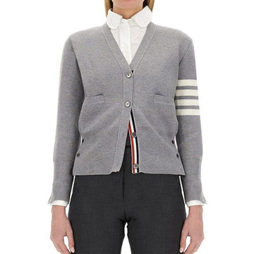 THOM BROWNE 26SS ウール 4 バ ミラノ スティッチ Vネック カーディガン ライトグレー FKC207A 00014 055 153738623