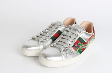 Gucci Ace Dragon Silver Sneakers 6.5 (255) 154488090