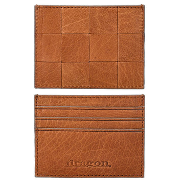 Dragon Diffusion Check Woven Leather Card Case 8017 TAN 154491075