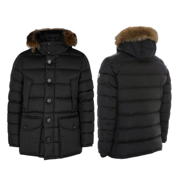 MONCLER リアルフォックスファー付き黒パディングジャケット 1B52502 68352 999 CLUNY 149337765