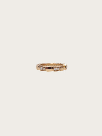 BULGARI ローズゴールド デミ パヴェ セルペンティ バイパー バンド リング 154491654