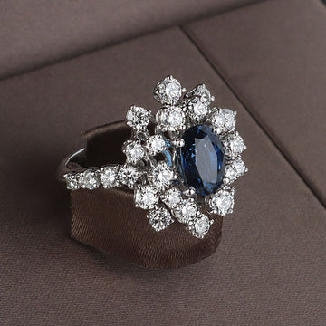 DAMIANI Saphir Mimosa Diamant Weißgoldring Größe 50 36903 154492024