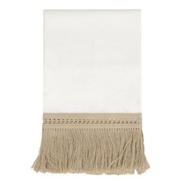 MaxMara Embroidered Logo Fringe Linen Scarf 154492180