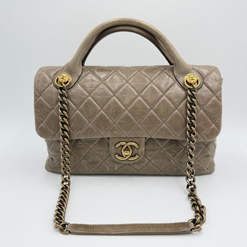 CHANEL Calfskin Castle Lock Top Handle Chain Shoulder Bag A67801 154492257