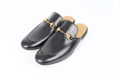 GUCCI レザー ミュール スリッパ ブラック 9.5(285) 154503643
