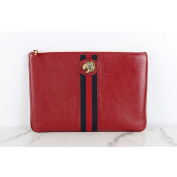 GUCCI Tigerkopf Goldene Drei Streifen Clutch Rot 154505903
