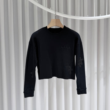 Chrome Hearts Leather Patch Crop Knit Black 154508148